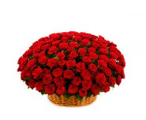 101 red roses in a basket